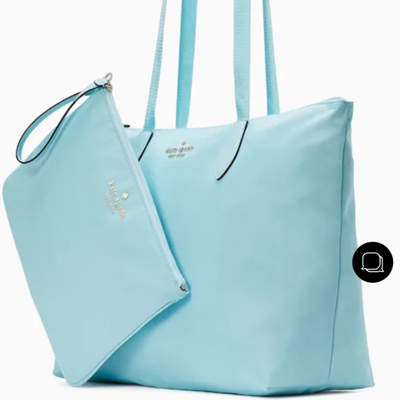 NWT KATE SPADE Mel Nylon Packable Tote AQUA POOL COLOR - Picture 3 of 5